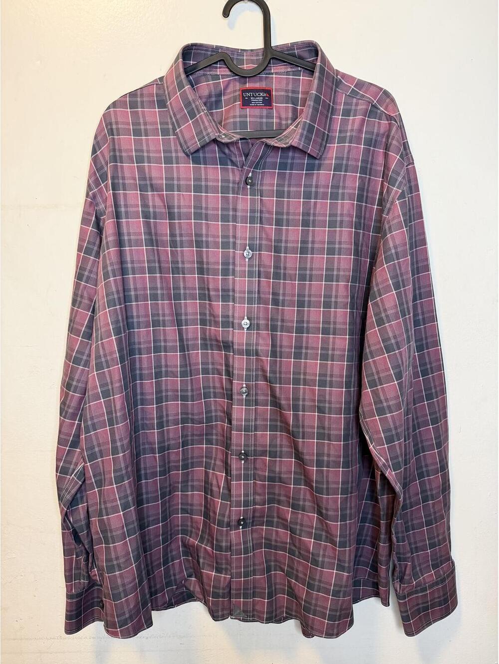 UNTUCKit Men’s XXL Lerman Wrinkle Free Button-Up Red Plaid